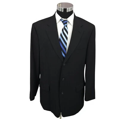 Blazer Roundtree & Yorke para Hombres 44L Negro Abrigo Deportivo Chaqueta 3 Botones Ventilación Lana Foto 1 de 4