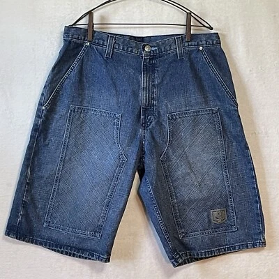 Pantalones Cortos Sueltos Universitarios Y2K Def Jam Talla 38 Azul Doble Rodilla Ancho ESTILO JNCO de Colección Foto 1 de 4