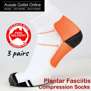 3 calcetines de compresión para fascitis plantar corte bajo soporte para correr - naranja - Imagen 1 de 5