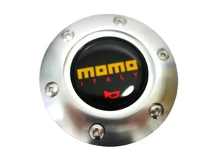 Black Racing Car Steering Wheel Horn Button + Silver Plastic Cover Universal - Picture 1 of 6