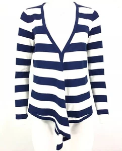 Completely Me Liz Lange Womens Cardigan Striped Navy Blue Sz Small A07 - Picture 1 of 10