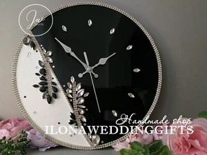 Swarovski Crystal Unique Wall Clock Elegant Minimalist Birthday Gift Boho Gatsby - Picture 1 of 2