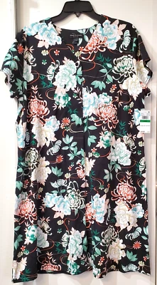 Miss Elaine Women's 60% Cotton Short-Sleeve Floral Snap Robe - Seaside Sze Large - Image 1 of 4