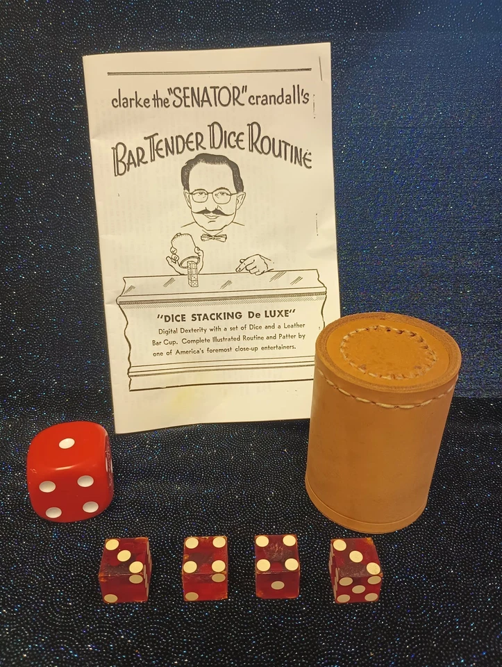 Würfel Stapelbar De LUXE Leder Bar Tasse Barkeeper Würfel Routine Senator Crandall - Bild 1 von 4