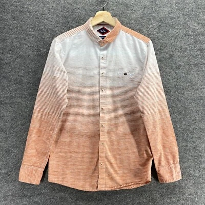 Camisa Five Four Hombre S Pequeña Naranja Rayas Cuello Abotonado Manga Larga Informal Foto 1 de 4