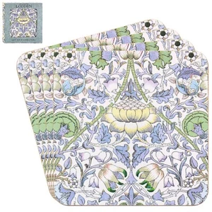 William Morris Set Of 4 Coasters Cork Back Gift Boxed Ideal Present Lodden 363 - Picture 1 of 1