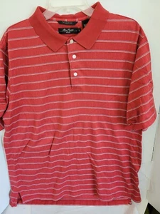 Alan Flusser Golf Men's L Red Striped Cotton Polo - Picture 1 of 4