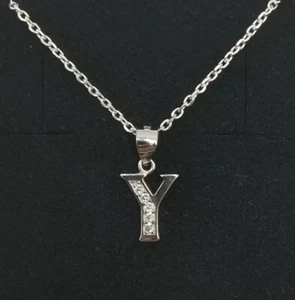 colgante con cadena plata de primera ley. Con circonitas. Letra Y. - Imagen 1 de 2