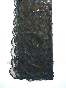 Black Sequin Scalloped Edge Long Scarf Shawl Wrap-Joan Rivers - Picture 1 of 9