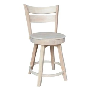 Sara Soild Wood Counter Height Stool with Swivel Seat in Unfinished - Picture 1 of 8