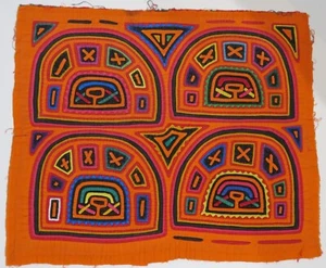 Kuna Mola Panama Applique 15" x 12" Vintage Hand Sewn Folk Art Textile Wall Hang - Picture 1 of 5