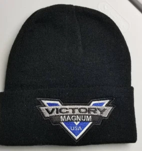 Gorro tejido Victory Magnum moto bordado gorra negra ajuste pequeño - Imagen 1 de 2