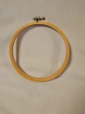 Wooden 6 Inch Embroidery Cross Stitch Round Hoop Screw Adjustment - Image 1 of 4