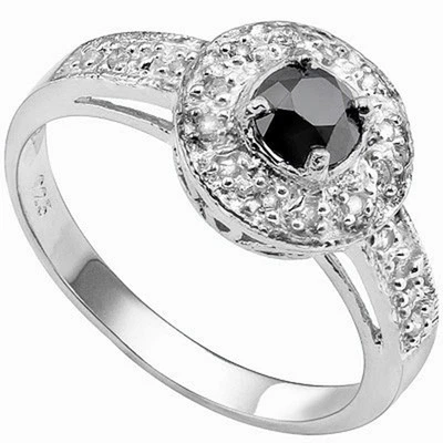 ANILLO DE PLATA 925 S. CON DIAMANTES GENUINOS Y ZAFIRO GENUINO DE 0,81 CTW Foto 1 de 2