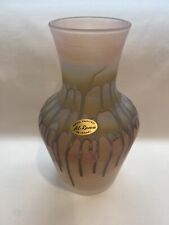 Vintage Al Rama Israeli Hand Painted Satin Finish Drip Art Glass Bud Vase 6.25”H