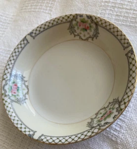 Antique Noritake Pink Roses Blue Garland Fruit Bowl c. 1925 MADE IN JAPAN - Picture 1 of 6