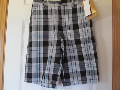 NWT Boy's Zoo York Black,White,Aqua Blue,Grey Plaid/Checkered Shorts size 14 - Image 1 of 4