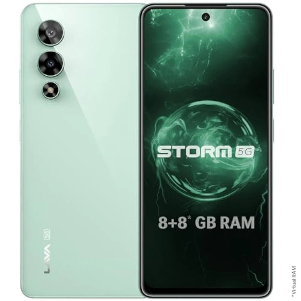 Lava Storm 5G(Gale Green,8GB RAM,128GB ROM)-Powered by MediaTek Dimensit - Image 1 of 1