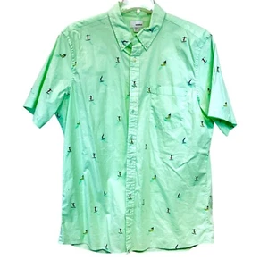 XXL TALL Sonoma Hawaiian Shirt Mens Green Blue Button Down Short Sleeve Surfer - Picture 1 of 8