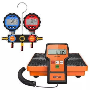 Elitech LMC-100A+ Refrigerant Charging Scale HVAC+ DMG-3 AC Manifold Gauge Set - Picture 1 of 8
