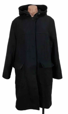 Vintage 90s Y2K CK Calvin Klein Italy Made Wool Hooded Pea Coat Jacket Size 10 - Image 1 of 4