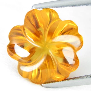 9.96Cts Stupendous Natural Yellow Color Citrine 14.2mm Carving Flower Shape - Picture 1 of 6