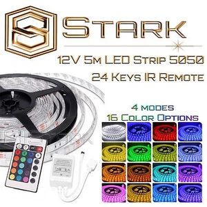 5M 16 Ft RGB 5050-SMD 300 LEDs - Flexible Color LED Strip with 24 keys IR Remote - Picture 1 of 2