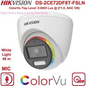 Hikvision ColorVu 2MP Built-in Mic CCTV HD TVI Camera DS-2CE72DF8T-FSLN 2.8mm