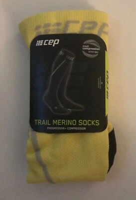 Calcetines de compresión hasta la rodilla CEP RUN Trail Merino para hombre talla V amarillo/negro Foto 1 de 4