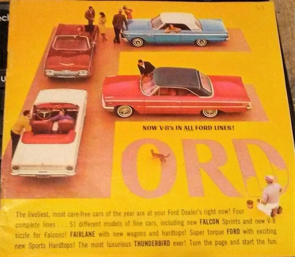 Ford Galaxy Fairlane Falcon Thunderbird 1963 1/2 folleto de ventas original del distribuidor Foto 1 de 1