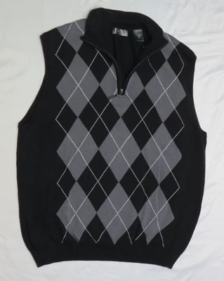 IZOD GOLF HOMBRE MEDIANO M NEGRO GRIS ARGYLE SUÉTER CHALECO 1/4 CREMALLERA ACRÍLICO Foto 1 de 4