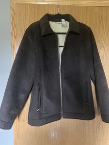 Men’s LL Bean suede like brown lined jacket size medium - Picture 1 of 8