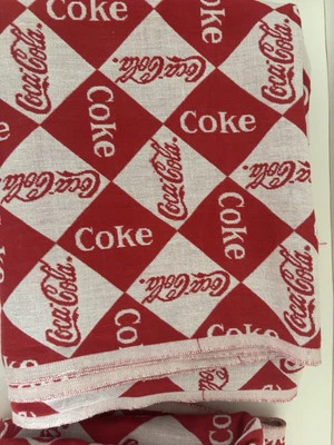 The Coca-cola Co Fabric Sykel 45"  x 3.833 yards  Coke Red White Logo Vtg - Image 1 of 4