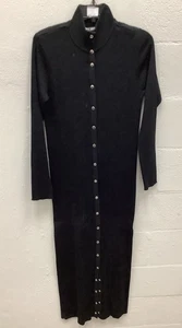 Nina Leonard Damen langes schwarzes Pulloverkleid mit Knopfleiste Large 1107-14 - Bild 1 von 5