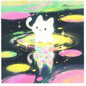 ♫ Serviettes en papier chat et son reflet désign Pop Art. Napkins cat Pop Art ♫ - Picture 1 of 1