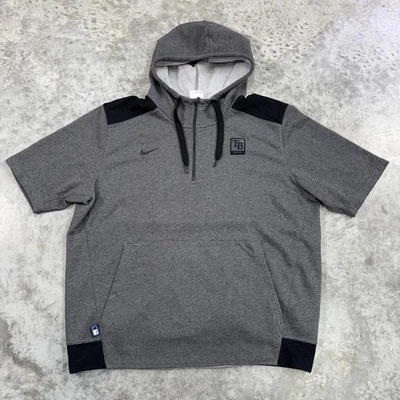 Tampa Bay Rays Shirt Mens 2XL Gray MLB Baseball Short Sleeve Hoodie Nike Dri Fit - Image 1 of 4