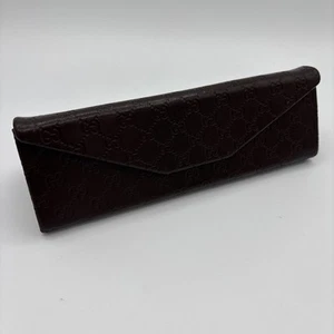 Gucci GG Guccissima Brown Leather Foldable Glasses Case Hard Eyeglass Holder - Picture 1 of 9