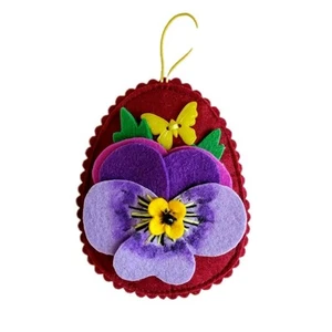 Easter egg decorations pansies Felt garland - Picture 1 of 5