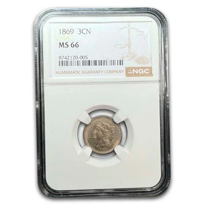 1869 Three Cent Nickel MS-66 NGC - Image 1 of 3