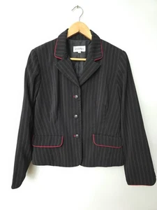 Studio I Blazer Jacket Size 8 Women’s Pin Stripe Career Goth Office Siren - Picture 1 of 14