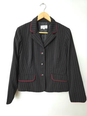 Chaqueta Blazer Studio I Talla 8 Para Mujer Pin Rayas Carrera Gótico Oficina Sirena Foto 1 de 4