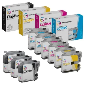 Paquete de 9 cartuchos de tinta LD LC107 LC105 BCMY para Brother MFC-J4310DW MFC-J4410DW - Imagen 1 de 9