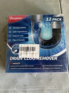 Vacplus Rimuovi Zoccoli di Scarico | Confezione da 12 Potenti Detergenti e Deodoranti per Lavello - Foto 1 di 2