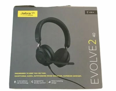 Jabra Evolve2 40 Stereo Corded MS Teams, USB-A PC Headset in Black 24089-999-999 - Image 1 of 3