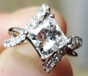 Lab created 14k white gold diamond ring - Picture 1 of 5