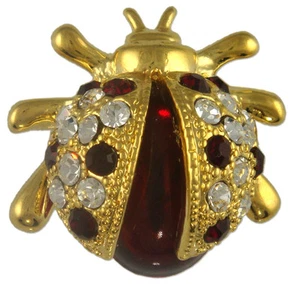 CRYSTAL LADY BUG LADYBUG PIN BROOCH EARRINGS MADE WITH SWAROVSKI ELEMENTS - Picture 1 of 13