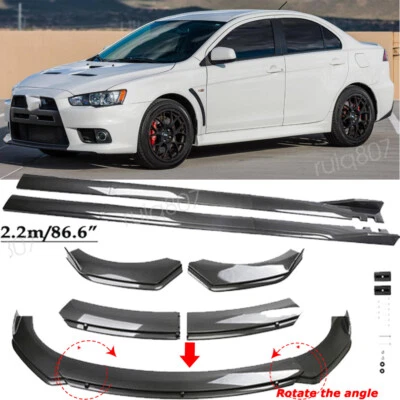 For 2003-2005 Mitsubishi EVO 8 Front Bumper Lip Carbon Style + Side Skirts - Imagem 1 de 4
