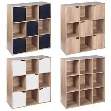 9 Cube Oak Wooden Bookcase Shelving Display Modular Storage Unit Wood Shelf Door