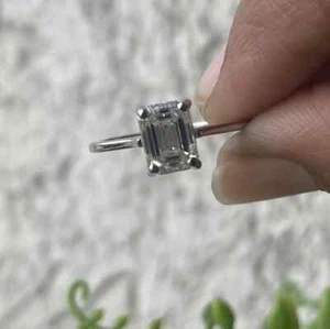 1CT Emerald Cut Lab Grown Diamond Bridal Wedding Ring IGI Certified 950 Platinum - Picture 1 of 7