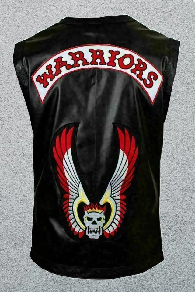 MEN REAL LEATHER WARRIOR VEST THE WARRIORS MOVIE MOTORCYCLE RIDER COSTUME JACKET - Image 1 of 1